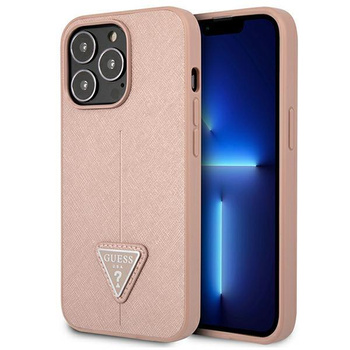 Guess Saffiano Triangle Logo Case – Etui iPhone 13 Pro Max (różowy)