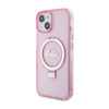Guess Ring Stand Script Glitter MagSafe - Etui iPhone 15 Plus (różowy)