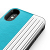 Zizo Retro Series - Etui iPhone Xs / X z kieszenią na karty + podstawka + szkło 9H na ekran (Baby Blue/Silver)
