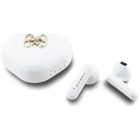 Guess 4G Metal Logo - Słuchawki Bluetooth TWS + etui ładujące (biały)