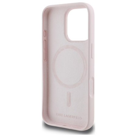 Karl Lagerfeld Silicone Double Heads Print MagSafe - Etui iPhone 16 Pro (różowy)