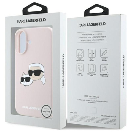 Karl Lagerfeld Silicone Double Heads Print MagSafe - Etui iPhone 16 (różowy)