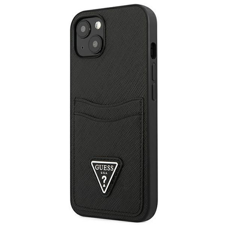 Guess Saffiano Double Card Triangle - Etui iPhone 13 (czarny)