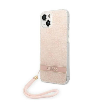 Guess 4G Print Cord - Etui ze smyczką iPhone 14 (różowy)