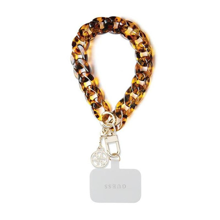 Guess Universal Big Hand Strap Acrylic 4G Charm - Uniwersalny pasek do telefonu (Brązowy)