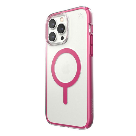 Speck Presidio Perfect-Clear with Impact Geometry + MagSafe - Etui iPhone 14 Pro Max z powłoką MICROBAN (Clear / Digital Pink)