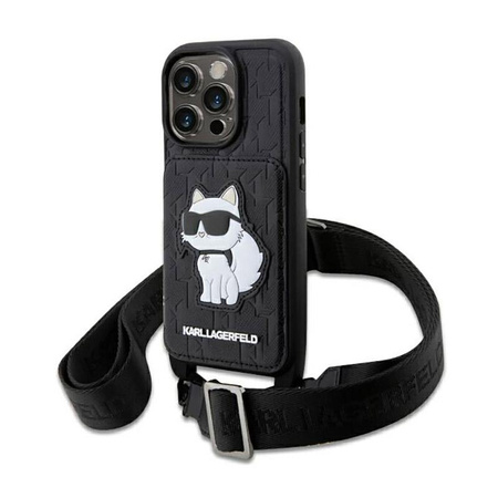 Karl Lagerfeld Crossbody NFT Saffiano Monogram Choupette - Etui iPhone 14 Pro Max (Czarny)