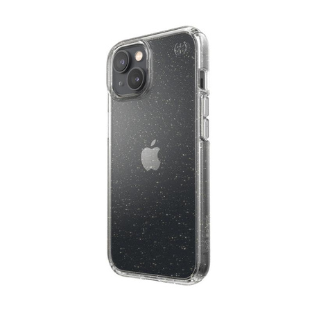 Speck Presidio Perfect-Clear with Glitter - Etui iPhone 14 / iPhone 13 z powłoką MICROBAN (Clear / Gold Glitter)