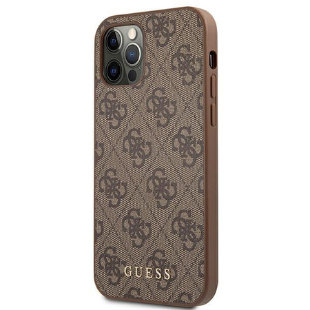 Guess 4G Metal Gold Logo - Etui iPhone 12 Pro Max (brązowy)