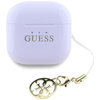 Guess Glossy Effect Printed Classic Logo & Charm - Słuchawki Bluetooth TWS + etui ładujące (lawendowy)