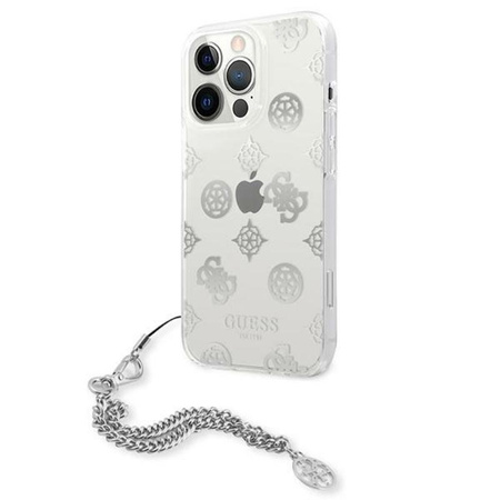 Guess Peony Chain Handle - Etui iPhone 13 Pro (srebrny)