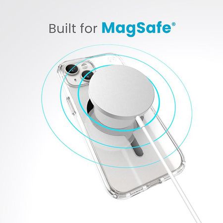 Speck Presidio Perfect-Clear MagSafe - Etui iPhone 16e / iPhone 15 / iPhone 14 / iPhone 13 (Clear / Chrome Finish / Serene Silver)