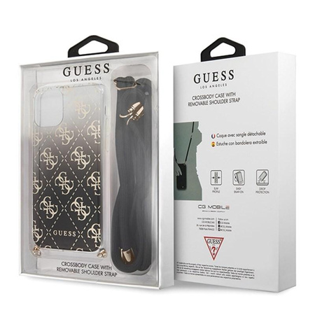 Guess 4G Gradient Hard Case - Etui z odpinaną smyczką iPhone 11 Pro (Black)