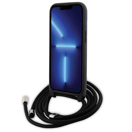 Karl Lagerfeld Crossbody Saffiano Monogram Ikonik Metal Pin - Etui iPhone 15 (czarny)