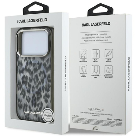 Karl Lagerfeld IML Leopard Pattern MagSafe - Etui iPhone 17 Pro (czarny)