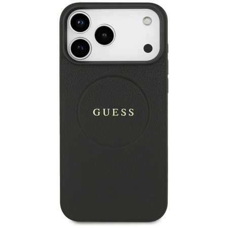 Guess Grained Ring MagSafe - Etui iPhone 17 Pro Max (czarny)