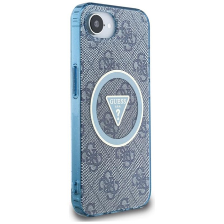 Guess IML Metal Glitter 4G Circle Triangle MagSafe - Etui do iPhone 16e (niebieski)