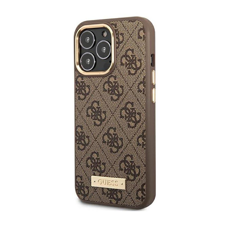 Guess 4G Logo Plate MagSafe - Etui iPhone 14 Pro (brązowy)