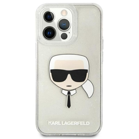 Karl Lagerfeld Karl's Head Glitter - Etui iPhone 13 Pro (srebrny)