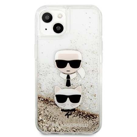 Karl Lagerfeld Liquid Glitter Karl & Choupette Head - Etui iPhone 13 (złoty)