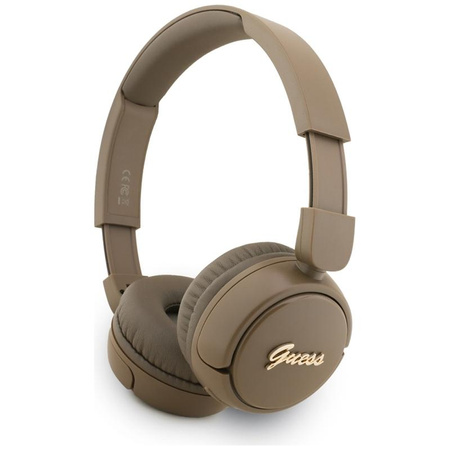 Guess Metal Logo Script - Bezprzewodowe słuchawki nauszne Bluetooth V5.3 (brązowy)