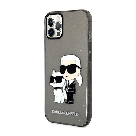 Karl Lagerfeld IML Glitter NFT Karl & Choupette - Etui iPhone 12 / iPhone 12 Pro (czarny)