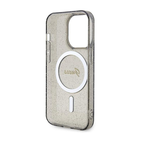 Guess Glitter Gold MagSafe - Etui iPhone 14 Pro (Czarny)