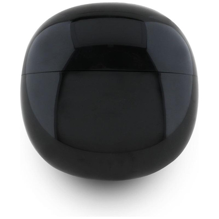 Guess Glossy Effect Egg Shape Printed Classic Logo - Słuchawki Bluetooth TWS + etui ładujące (czarny)