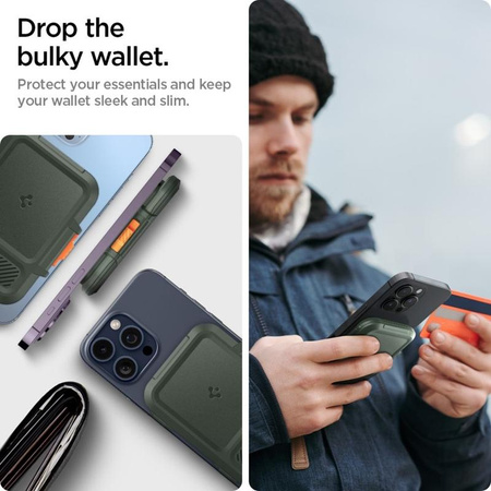 Spigen Lock Fit MagSafe - Portfel magnetyczny (Military Green)