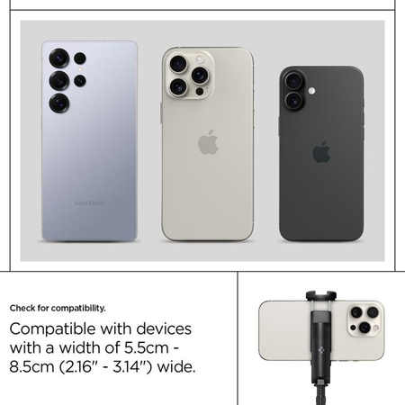 Spigen S541W Bluetooth Selfie Stick Tripod - Statyw na smartfon / uchwyt selfie stick (Black)