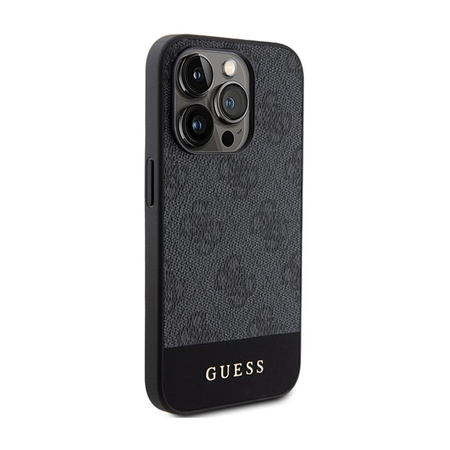 Guess 4G Bottom Stripe Metal Logo Collection - Etui iPhone 15 Pro (szary)
