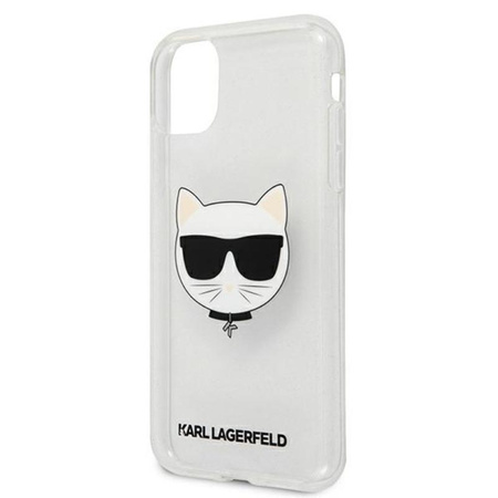 Karl Lagerfeld Choupette Head Glitter - Etui iPhone 11 (srebrny)