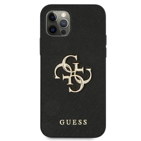 Guess Saffiano 4G Big Metal Logo - Etui iPhone 12 Pro Max (czarny)