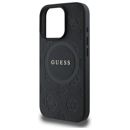 Guess Saffiano Peony Classic Logo MagSafe - Etui iPhone 16 Pro (czarny)