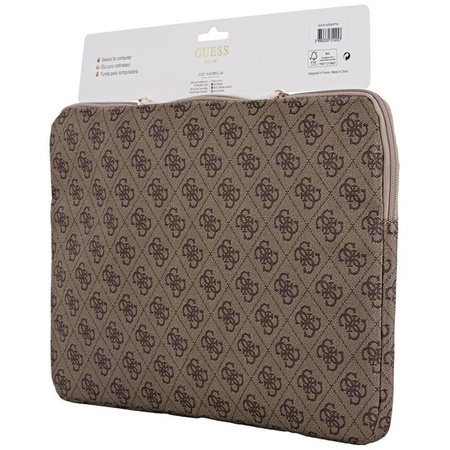 Guess 4G Zipper Pocket Triangle Logo Sleeve - Etui na notebooka 14" (brązowy)