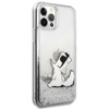 Karl Lagerfeld Liquid Glitter Choupette Fun - Etui iPhone iPhone 12 / iPhone 12 Pro (srebrny)