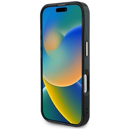 Guess IML Metal Glitter 4G Circle Triangle MagSafe - Etui do iPhone 16 (czarny)