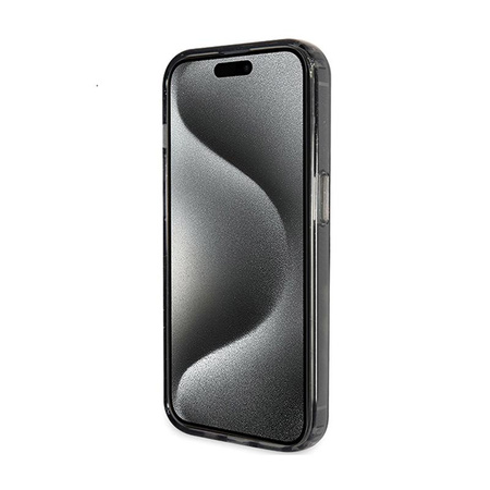 Guess Ring Stand Script Glitter MagSafe - Etui iPhone 15 (czarny)