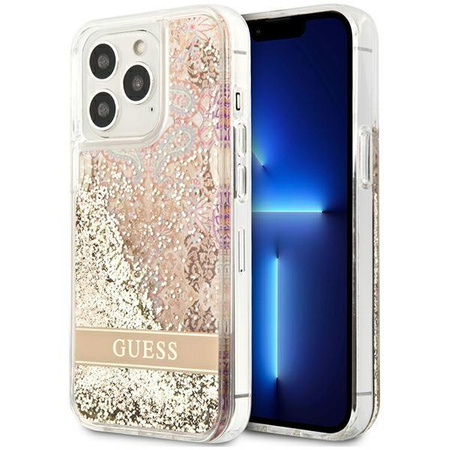 Guess Liquid Glitter Paisley - Etui iPhone 13 Pro (złoty)