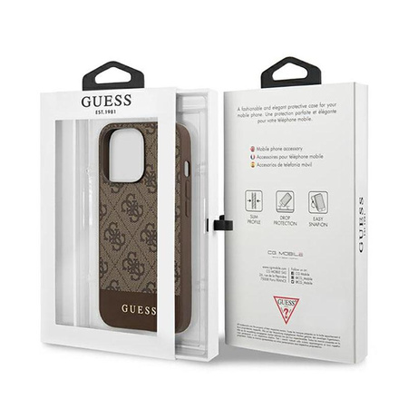 Guess 4G Bottom Stripe Collection - Etui iPhone 13 Pro (brązowy)
