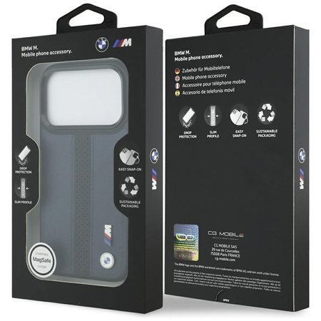 BMW M Perforated Stripe Logo MagSafe - Etui iPhone 17 Pro (granatowy)