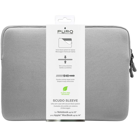 PURO Scudo Sleeve - Pokrowiec MacBook Pro 14” / Notebook 13” (srebrny)