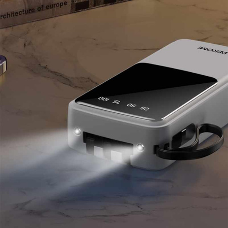 WEKOME WP-10 Pop Digital Series - Power bank 20000 mAh z wbudowanym kablem USB-C / Lightning / Micro USB / USB-A (Biały)