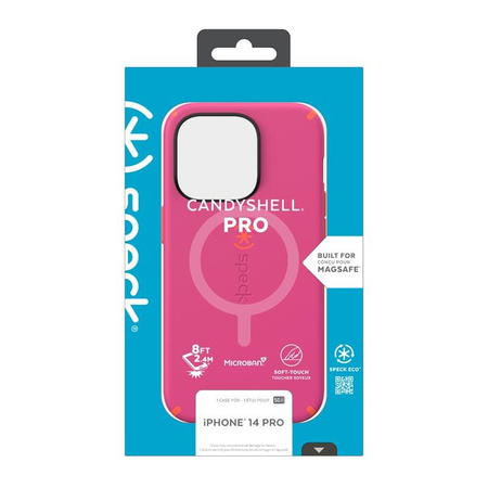 Speck CandyShell Pro + MagSafe - Etui iPhone 14 Pro z powłoką MICROBAN (Digital Pink / Energy Red)