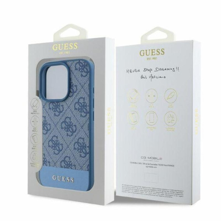 Guess 4G Bottom Stripe - Etui iPhone 16 Pro (niebieski)
