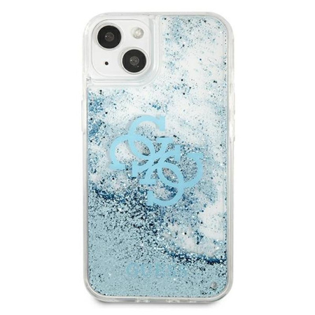 Guess Liquid Glitter 4G Big Logo - Etui iPhone 13 mini (niebieski)
