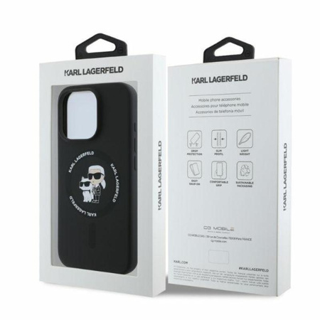 Karl Lagerfeld Silicone Karl & Choupette Ring MagSafe - Etui iPhone 16 Pro (czarny)