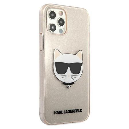 Karl Lagerfeld Choupette Head Glitter - Etui iPhone 12 Pro Max (złoty)