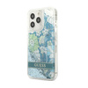 Guess Liquid Glitter Flower – Etui iPhone 13 Pro Max (niebieski/zielony)