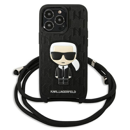 Karl Lagerfeld Monogram Leather Patch and Cord Iconik - Etui iPhone 13 Pro Max